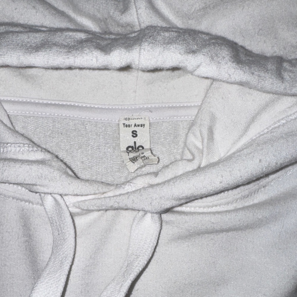 Alo Yoga Cropped White Hoodie with 'Mindful Movement' Trim - Picture 2 of 5